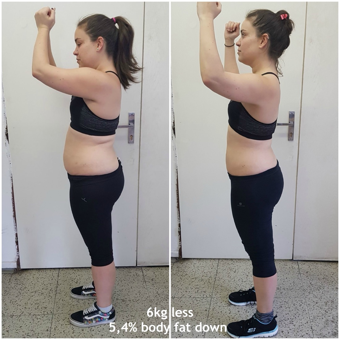 Before and after: 6 kg and 5.4 % body fat down